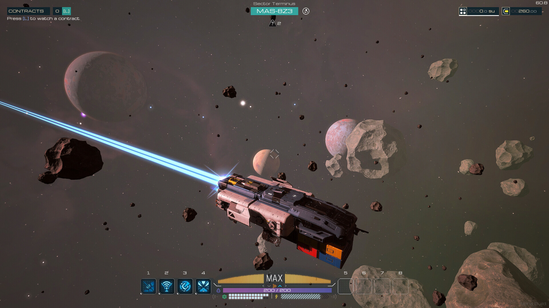 SpaceCraft mining lasers on asteroid field